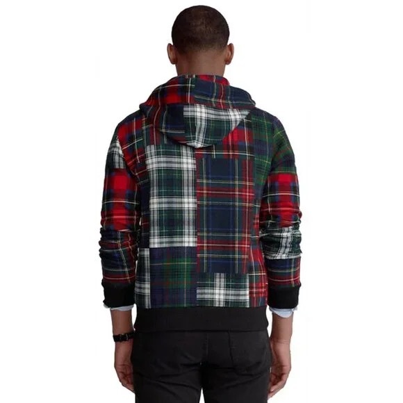 Polo Ralph Lauren Patchwork Fleece lined Hoodie Mens S - Picture 2 of 7